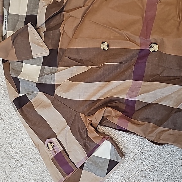 Burberry Brown and Purple Plaid Midi Dress - Picture 2 of 7